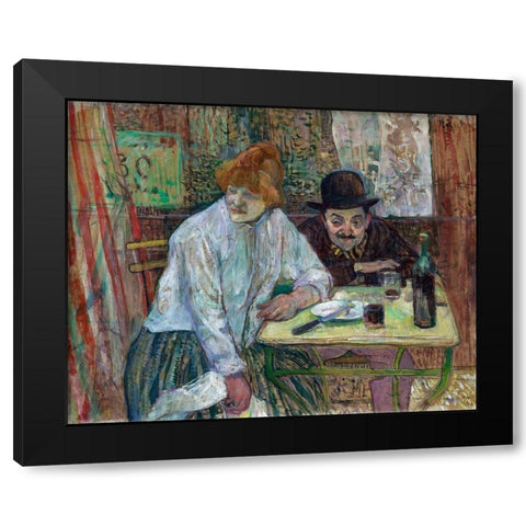 At the Cafe La Mie Black Modern Wood Framed Art Print with Double Matting by Toulouse-Lautrec, Henri de