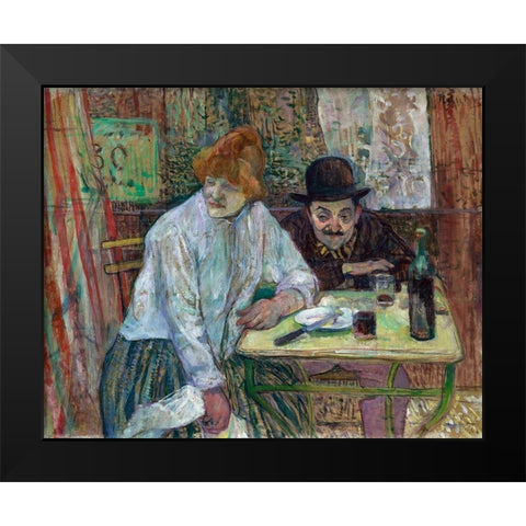 At the Cafe La Mie Black Modern Wood Framed Art Print by Toulouse-Lautrec, Henri de