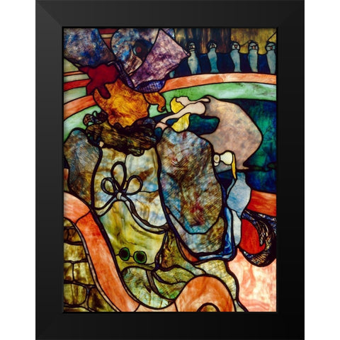 At the New Circus, Papa Chrysanthemum Black Modern Wood Framed Art Print by Toulouse-Lautrec, Henri de