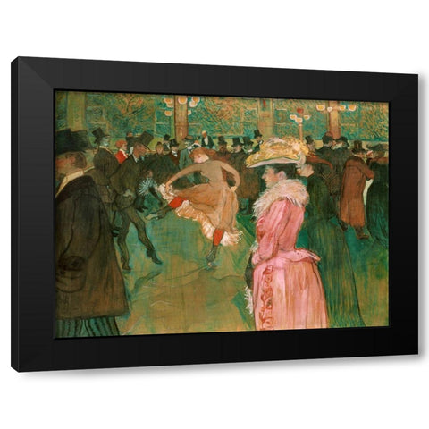 At the Moulin Rouge- The Dance Black Modern Wood Framed Art Print with Double Matting by Toulouse-Lautrec, Henri de