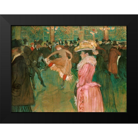 At the Moulin Rouge- The Dance Black Modern Wood Framed Art Print by Toulouse-Lautrec, Henri de