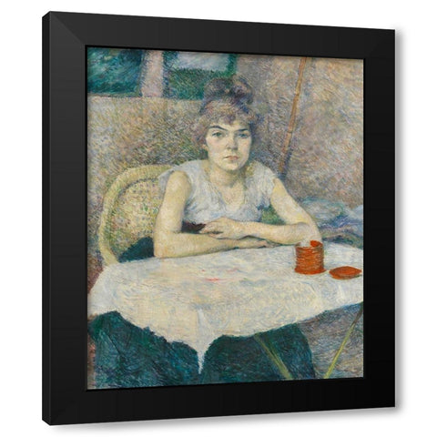 Young woman at a table, Poudre de riz Black Modern Wood Framed Art Print with Double Matting by Toulouse-Lautrec, Henri de