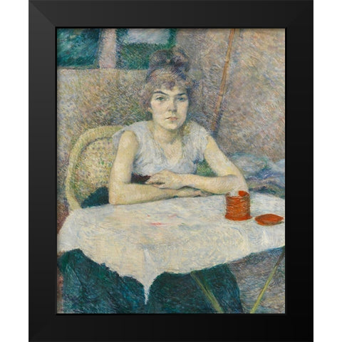 Young woman at a table, Poudre de riz Black Modern Wood Framed Art Print by Toulouse-Lautrec, Henri de