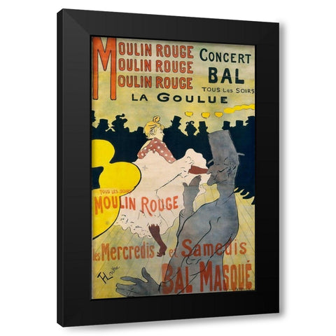 Moulin Rouge La Goulue Black Modern Wood Framed Art Print by Toulouse-Lautrec, Henri de