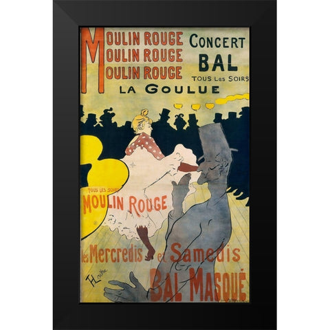 Moulin Rouge La Goulue Black Modern Wood Framed Art Print by Toulouse-Lautrec, Henri de