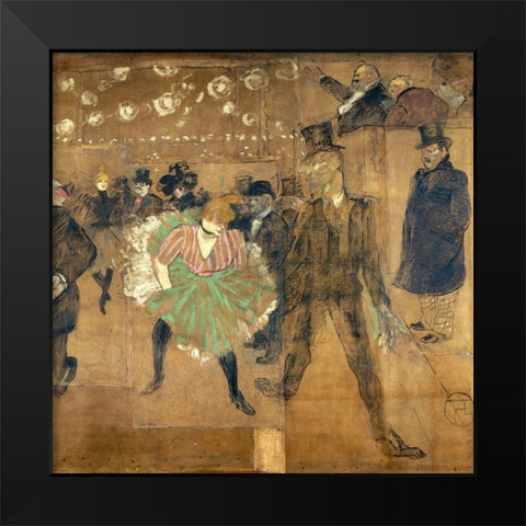 Panneaux pour la baraque de la Goulue, a la Foire du Trone a Paris Black Modern Wood Framed Art Print by Toulouse-Lautrec, Henri de