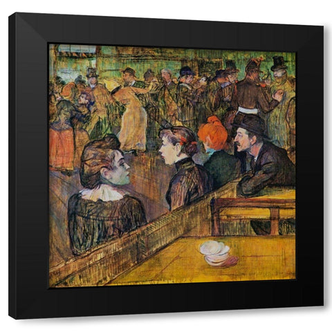 Ball at the Moulin de la Galette Black Modern Wood Framed Art Print with Double Matting by Toulouse-Lautrec, Henri de