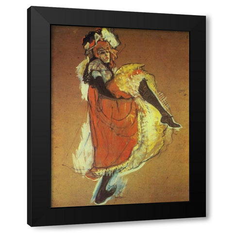 Jane Avril Dancing Black Modern Wood Framed Art Print with Double Matting by Toulouse-Lautrec, Henri de