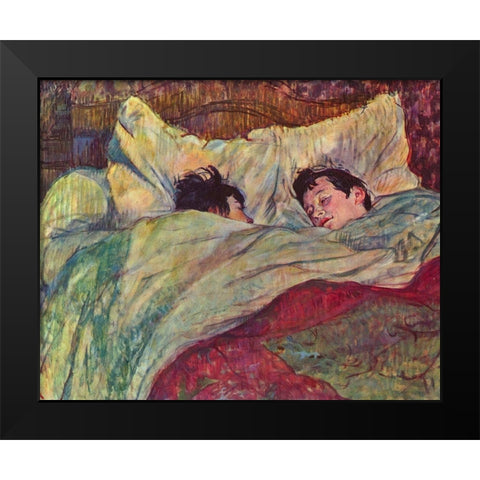 In the Bed Black Modern Wood Framed Art Print by Toulouse-Lautrec, Henri de