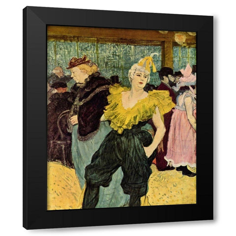 The Clownesse Cha-U-Ka-O in the Moulin Rouge Black Modern Wood Framed Art Print by Toulouse-Lautrec, Henri de