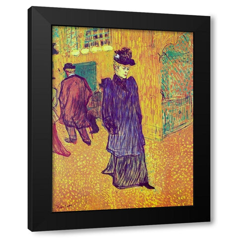 Jane Avril Leaving the Moulin Rouge Black Modern Wood Framed Art Print by Toulouse-Lautrec, Henri de