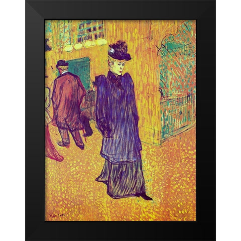Jane Avril Leaving the Moulin Rouge Black Modern Wood Framed Art Print by Toulouse-Lautrec, Henri de