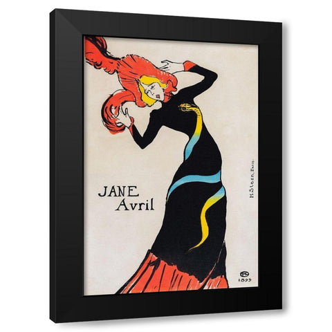 Jane Avril Black Modern Wood Framed Art Print by Toulouse-Lautrec, Henri de