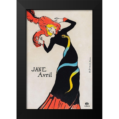 Jane Avril Black Modern Wood Framed Art Print by Toulouse-Lautrec, Henri de