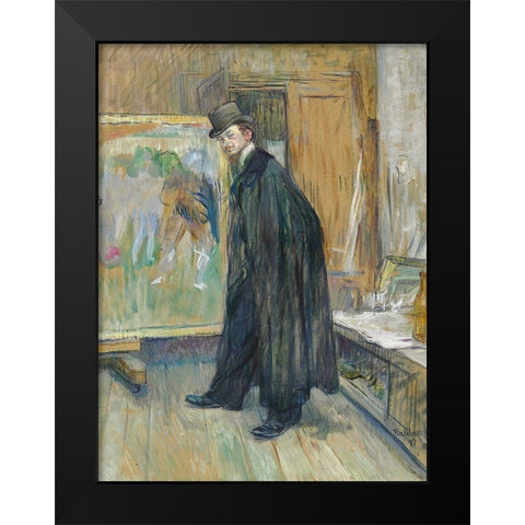 Portrait de Henri Nocq Black Modern Wood Framed Art Print by Toulouse-Lautrec, Henri de