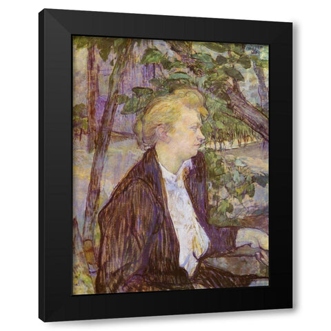 Woman in the Garden Black Modern Wood Framed Art Print by Toulouse-Lautrec, Henri de