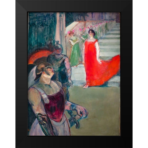 The Opera Messelina at Bordeaux Black Modern Wood Framed Art Print by Toulouse-Lautrec, Henri de