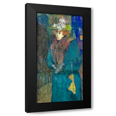 Jane Avril enters the Moulin Rouge Black Modern Wood Framed Art Print with Double Matting by Toulouse-Lautrec, Henri de