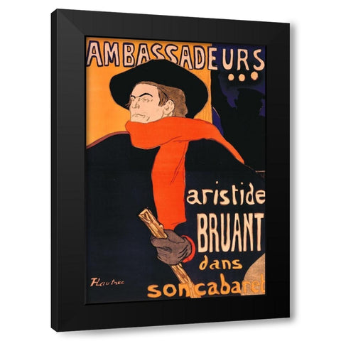 Ambassadeurs Aristide Bruant Black Modern Wood Framed Art Print by Toulouse-Lautrec, Henri de