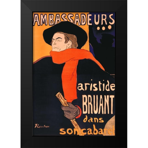 Ambassadeurs Aristide Bruant Black Modern Wood Framed Art Print by Toulouse-Lautrec, Henri de