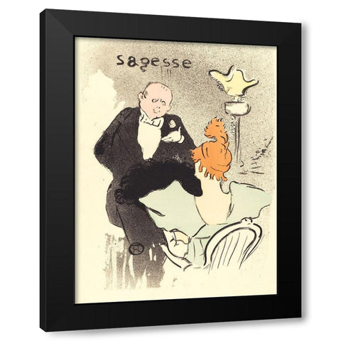 Wisdom Sagesse Black Modern Wood Framed Art Print with Double Matting by Toulouse-Lautrec, Henri de