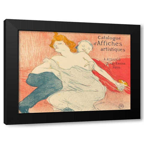 Debauchery Black Modern Wood Framed Art Print with Double Matting by Toulouse-Lautrec, Henri de