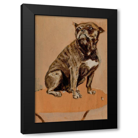 Touc, Seated on a Table Black Modern Wood Framed Art Print with Double Matting by Toulouse-Lautrec, Henri de