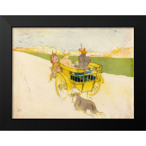 Country Outing Black Modern Wood Framed Art Print by Toulouse-Lautrec, Henri de