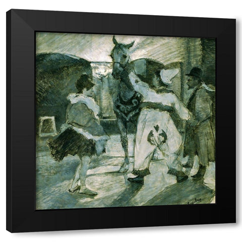 In the Wings at the Circus Black Modern Wood Framed Art Print by Toulouse-Lautrec, Henri de