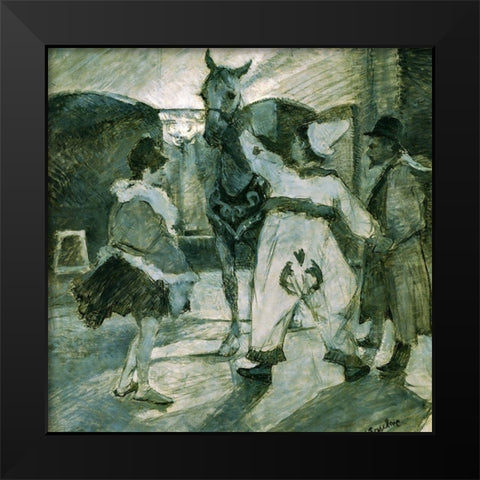 In the Wings at the Circus Black Modern Wood Framed Art Print by Toulouse-Lautrec, Henri de