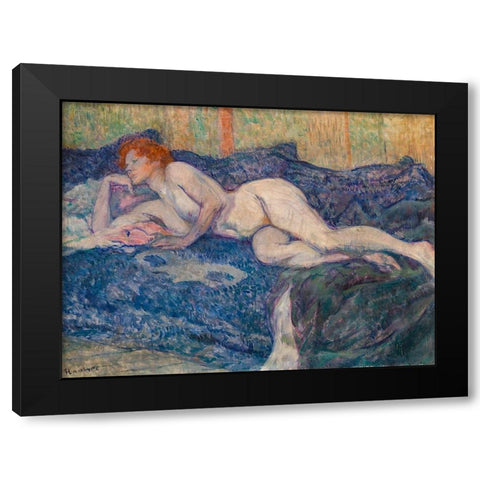 Nude Lying on a Couch Black Modern Wood Framed Art Print with Double Matting by Toulouse-Lautrec, Henri de