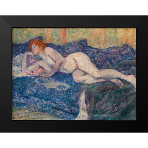 Nude Lying on a Couch Black Modern Wood Framed Art Print by Toulouse-Lautrec, Henri de