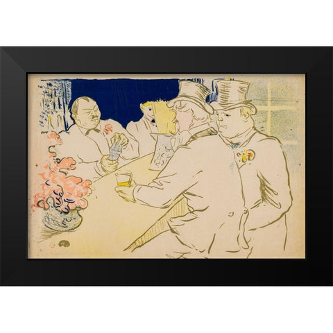 The Irish and American Bar, Rue Royale Black Modern Wood Framed Art Print by Toulouse-Lautrec, Henri de