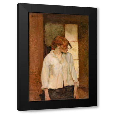 A Montrouge Rosa La Rouge Black Modern Wood Framed Art Print by Toulouse-Lautrec, Henri de