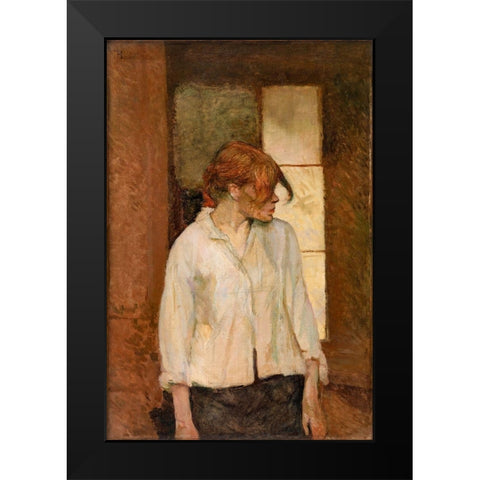 A Montrouge Rosa La Rouge Black Modern Wood Framed Art Print by Toulouse-Lautrec, Henri de