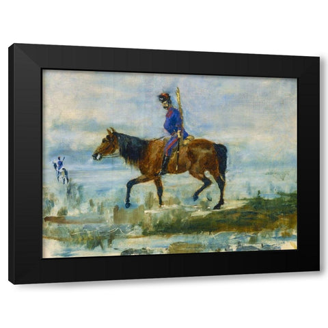 Hussars Black Modern Wood Framed Art Print by Toulouse-Lautrec, Henri de