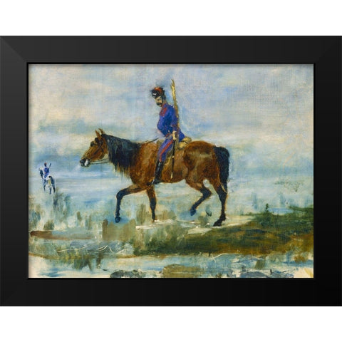 Hussars Black Modern Wood Framed Art Print by Toulouse-Lautrec, Henri de