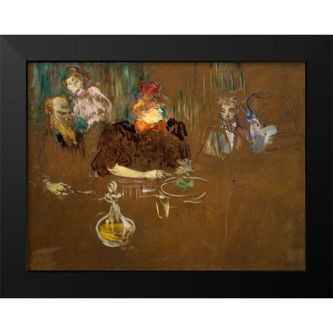 At the Table of Monsieur and Madame Natanson Black Modern Wood Framed Art Print by Toulouse-Lautrec, Henri de