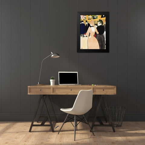 Au Moulin Rouge, la Goulue et sa soeur Black Modern Wood Framed Art Print by Toulouse-Lautrec, Henri de