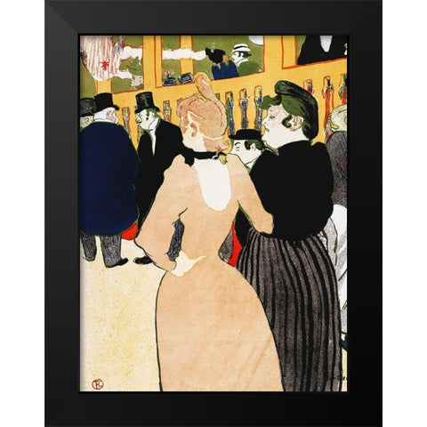 Au Moulin Rouge, la Goulue et sa soeur Black Modern Wood Framed Art Print by Toulouse-Lautrec, Henri de
