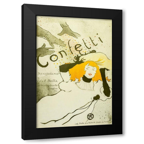 Confetti, 1927 Black Modern Wood Framed Art Print by Toulouse-Lautrec, Henri de