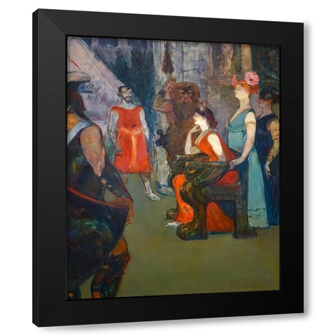 Messalina Black Modern Wood Framed Art Print by Toulouse-Lautrec, Henri de