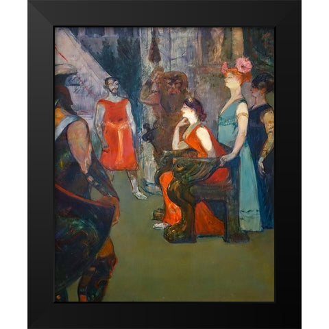 Messalina Black Modern Wood Framed Art Print by Toulouse-Lautrec, Henri de