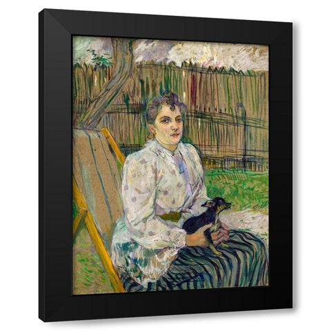 Lady with a Dog Black Modern Wood Framed Art Print with Double Matting by Toulouse-Lautrec, Henri de