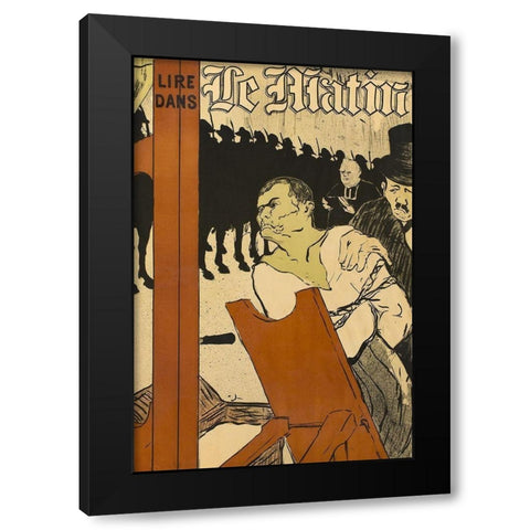 At the Foot of the Scaffold Black Modern Wood Framed Art Print by Toulouse-Lautrec, Henri de