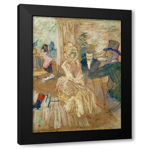 The Masked Ball at Elysee Montmartre Black Modern Wood Framed Art Print with Double Matting by Toulouse-Lautrec, Henri de