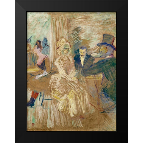 The Masked Ball at Elysee Montmartre Black Modern Wood Framed Art Print by Toulouse-Lautrec, Henri de