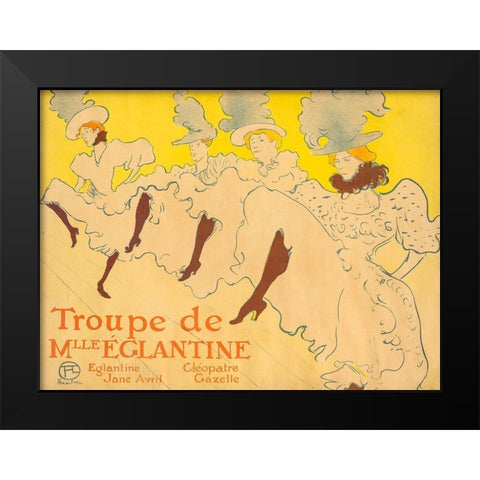 Mademoiselle Eglantineâ€™s Troupe Black Modern Wood Framed Art Print by Toulouse-Lautrec, Henri de
