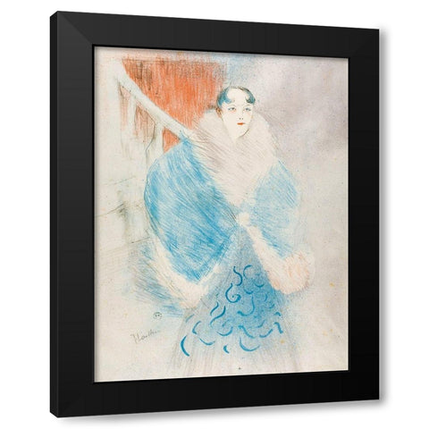Elsa, called The Viennese Black Modern Wood Framed Art Print with Double Matting by Toulouse-Lautrec, Henri de