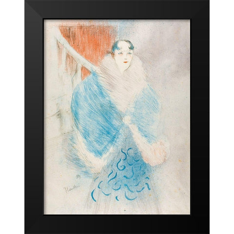 Elsa, called The Viennese Black Modern Wood Framed Art Print by Toulouse-Lautrec, Henri de